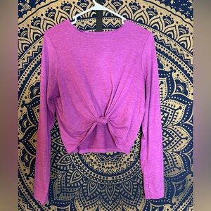 Danskin Raspberry Long Sleeve Knot Front Top